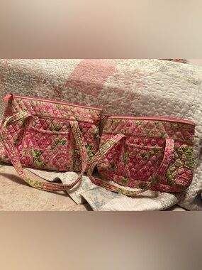Vera Bradley Retired Petal Pink Tote Bag Lot of 2